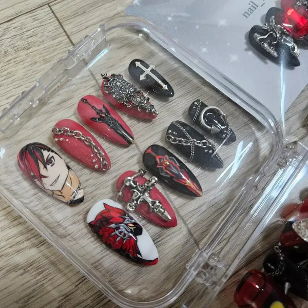 [BUNJANG] Elsword Immortal Custom Made Nail Tips Bundle Set / [일괄]엘소드 임모탈 주문제작 네일팁 4세트+여분 팁
