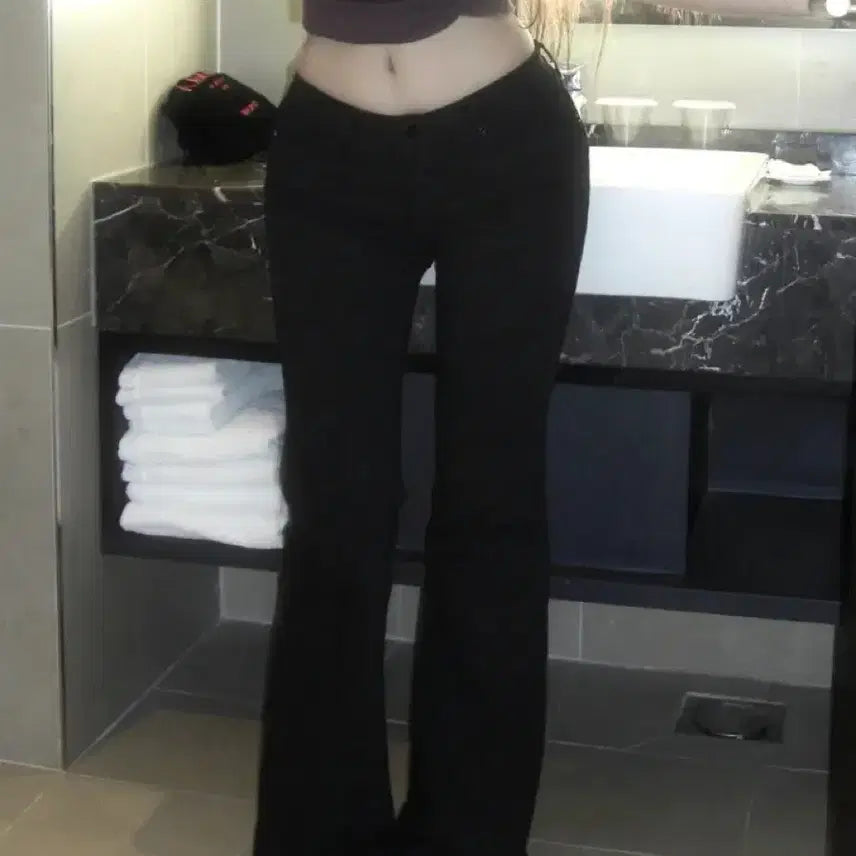 [BUNJANG] OOTJ Low Bootcut Pants Black / ootj 로우 부츠컷