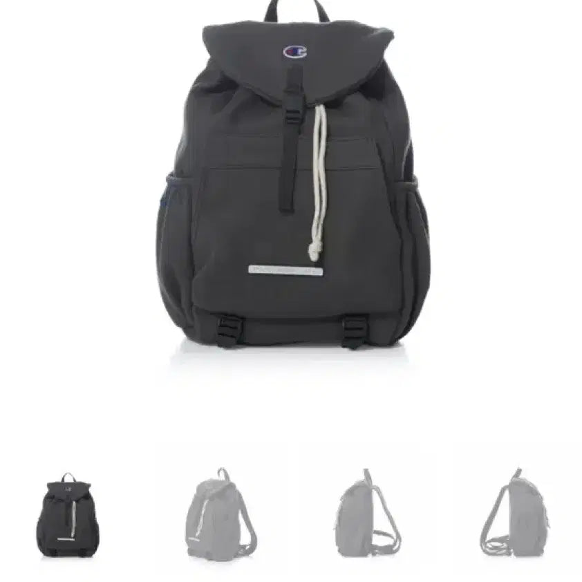 [BUNJANG] Champion x Rawrow String Mini Backpack - Charcoal / 챔피온 X 로우로우 스트링 럭색 미니 백팩 차콜