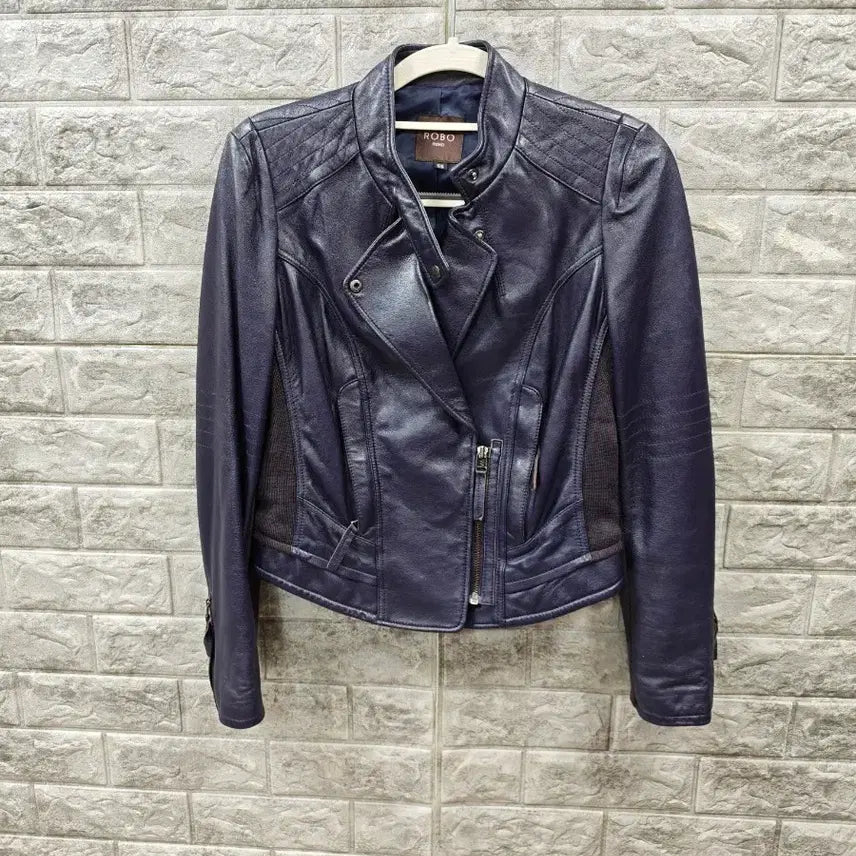 [BUNJANG] ROBO Women's Lambskin Leather Jacket Navy Size 55 / ROBO (로보) 여성 양가죽 자켓 네이비  사이즈 55 상태양호