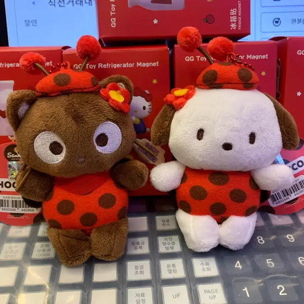 [BUNJANG] Sanrio Pochacco & Chocola-cat Ladybug Charm Set / 산리오 포차코, 초코캣 무당벌레 인형 키링