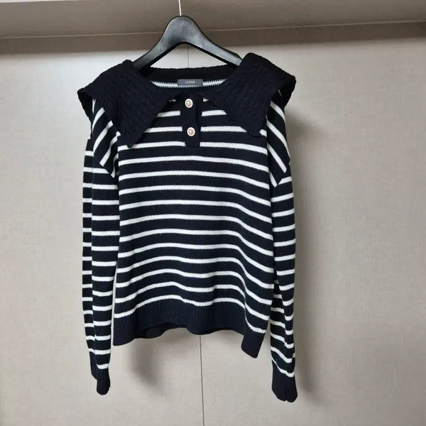 [BUNJANG] Clavis Sailor Collar Stripe Knit / 95)클라비스 세일러카라 스트라이프 니트