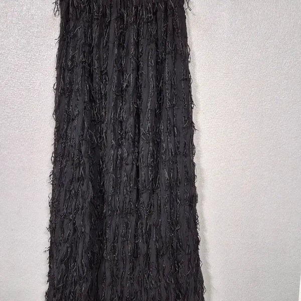 [BUNJANG] Fringed Long Skirt Black / 프린지 롱 스커트 블랙 55~66