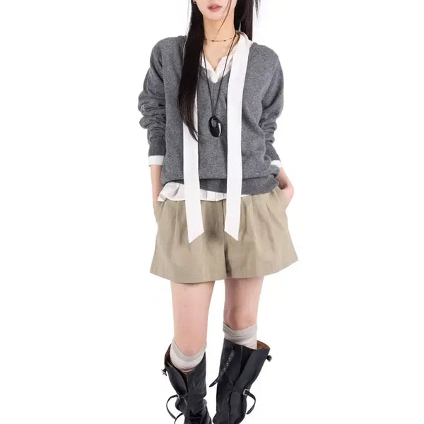 [BUNJANG] LITKIM V WOOL KNIT Gray / 릿킴 V WOOL KNIT gray