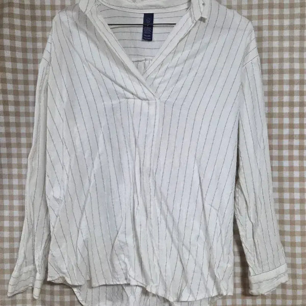 [BUNJANG] Striped Shirt White / 줄무늬 셔츠 화이트