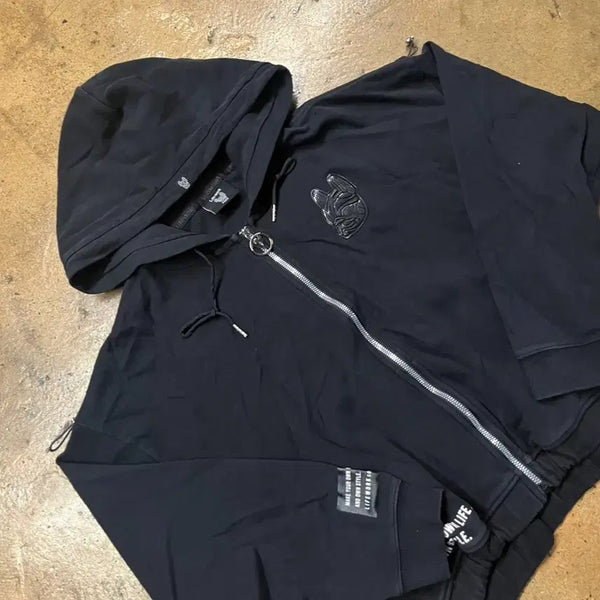 [BUNJANG] Lifework Black Hooded Zip-Up Jacket / [정품] 라이프워크 후드집업 검정