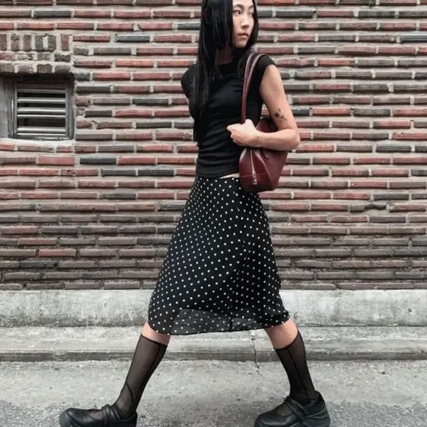 [BUNJANG] Dot Pattern Midi Skirt / 도트 스커트