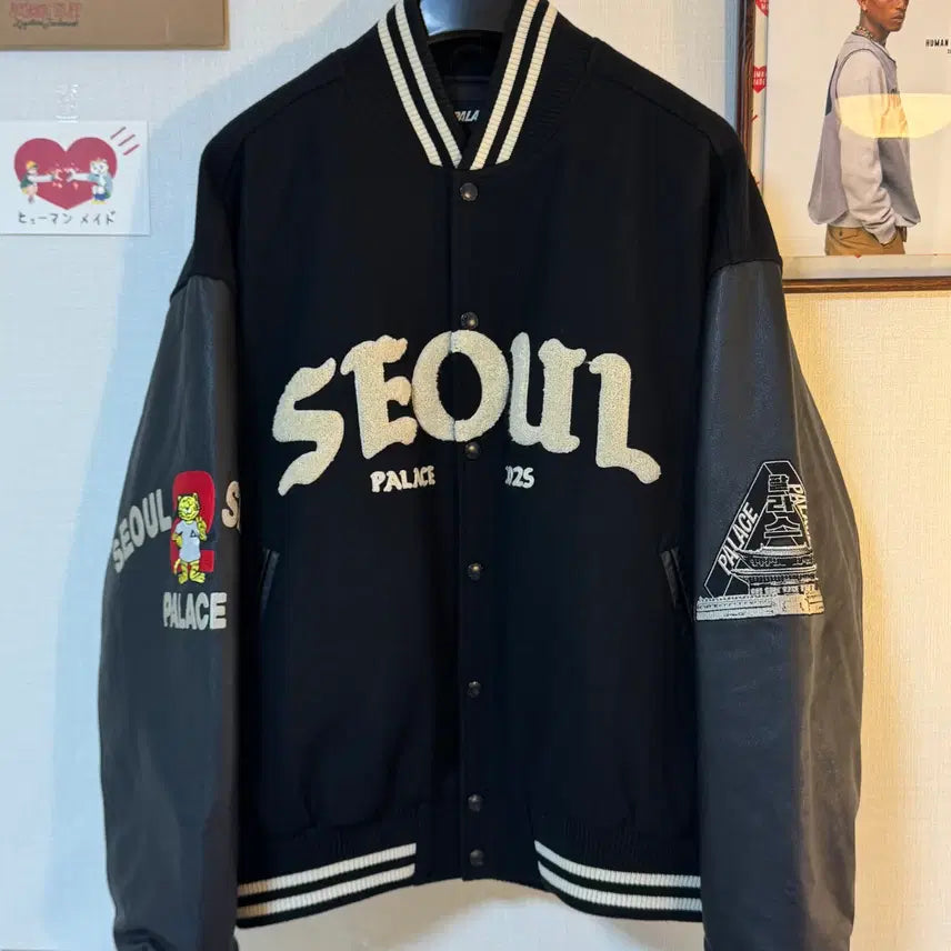 [BUNJANG] Palace Seoul Varsity Jacket Black XL / 팔라스 서울 2 서울 바시티 자켓 - 25SS