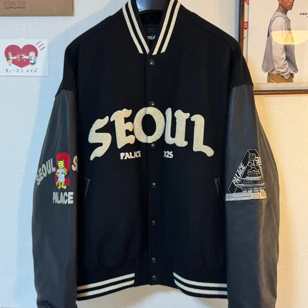 [BUNJANG] Palace Seoul Varsity Jacket Black XL / 팔라스 서울 2 서울 바시티 자켓 - 25SS