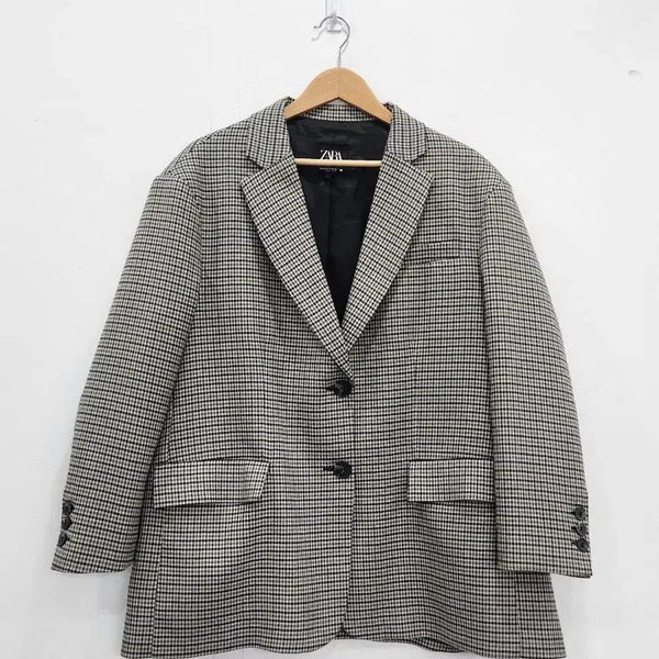 [BUNJANG] Zara Brown Check Oversized Blazer / [66-77] 자라 ZARA 오버핏 브라운 체크 자켓 간절기