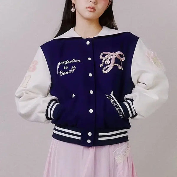 [BUNJANG] Anya Varsity Jacket Navy / 앤야 바시티 자켓 네이비
