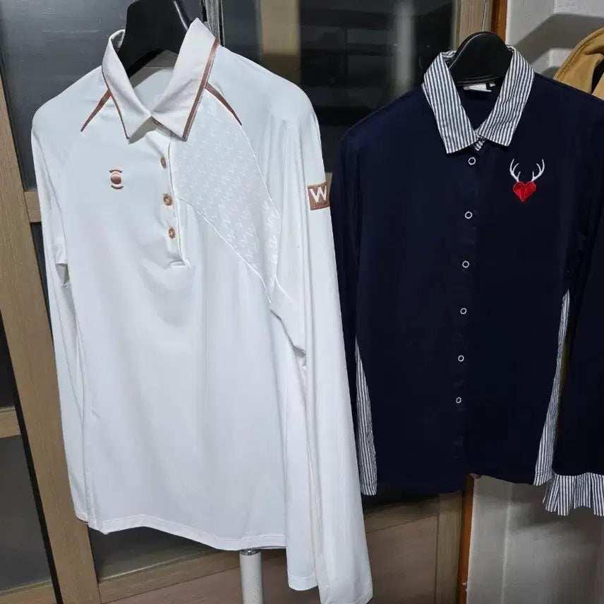 [BUNJANG] W.Angle Women's Golf Long Sleeve T-Shirt Bundle Set / 여성90 W.ANGLE 와이드앵글  골프 카라 긴팔티 (일괄판매)