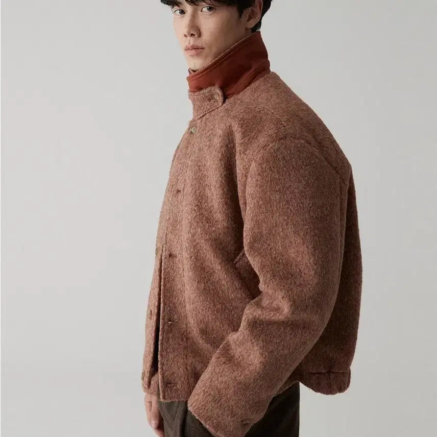 [BUNJANG] LEMARD Boucle Balmacaan Short Jacket Orange / 르마드(LEMARD)부클 발마칸 숏 자켓 오렌지