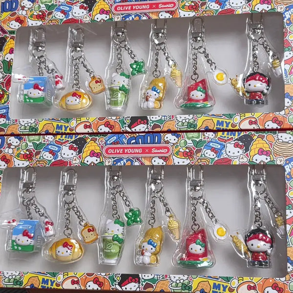 [BUNJANG] Sanrio Hello Kitty Regional Keyring Snack Set / 올리브영 산리오 헬로키티 지역키링 간식 세트 대전 빵 영광굴비 대관령 우유