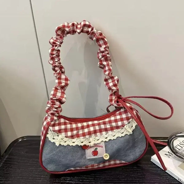 [BUNJANG] Checkered Denim Mini Bag / 체크 데님 미니 가방