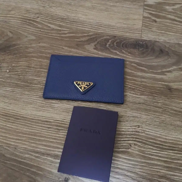 [BUNJANG] Prada Saffiano Leather Card Holder Blue Gold / (정말 깨끗) 프라다 카드지갑 명품지갑반지갑프라다