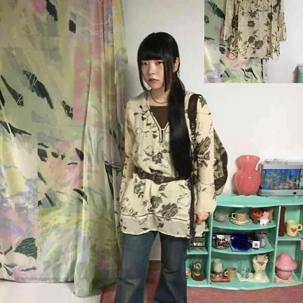 [BUNJANG] Vintage Autumn Rose Blouse / 빈티지 어텀 로즈 블라우스