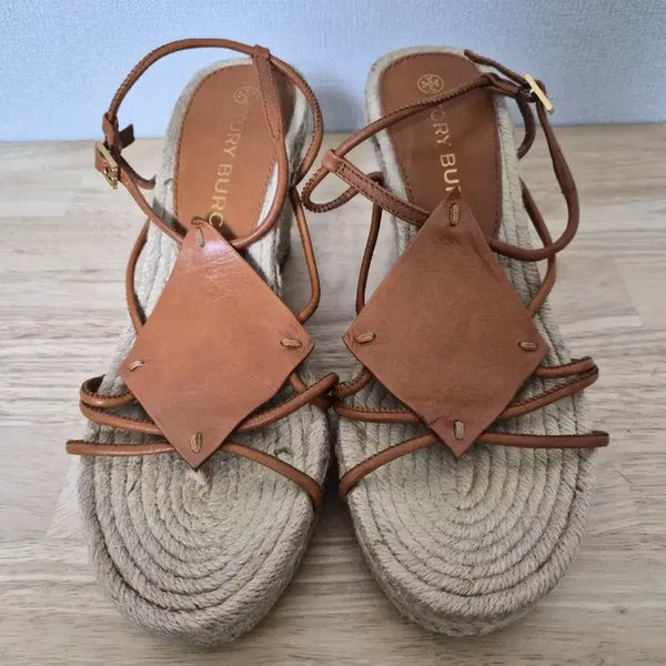 [BUNJANG] Tory Burch Diamond Patch Espadrille Wedge Sandal / 전시새상품 토리버치 240 에스파듀 웻지 샌들  슈즈-844