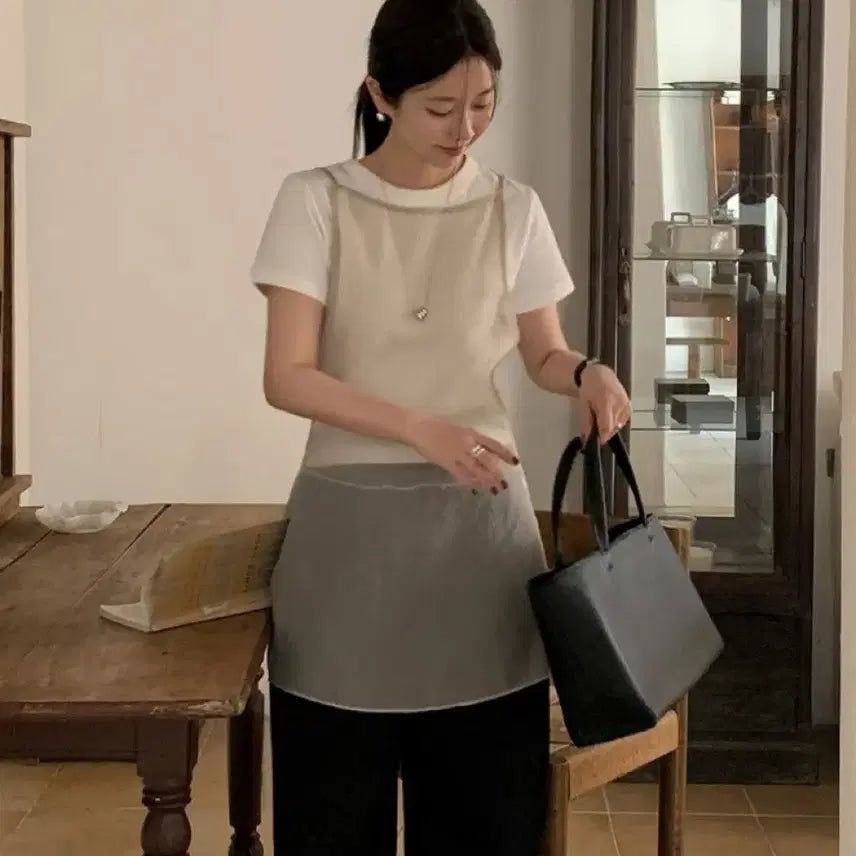 [BUNJANG] A Little Bit Shine Layered Bustier Top / 어리틀빗 샤인 레이어드 뷔스티에 탑