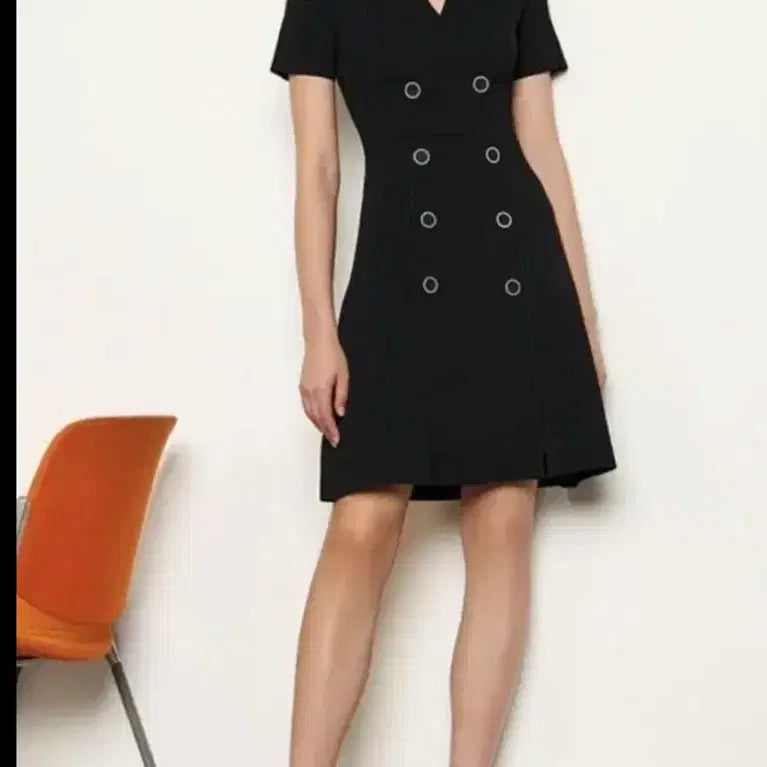 [BUNJANG] Sandro Black Double-Button Knit Dress 36 / 산드로 블랙 더블버튼 니트원피스 36
