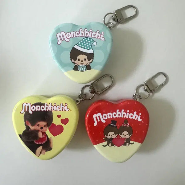 [BUNJANG] Monchhichi Heart Tin Case Keychain Set / Gs몬치치 하트 틴케이스 키링