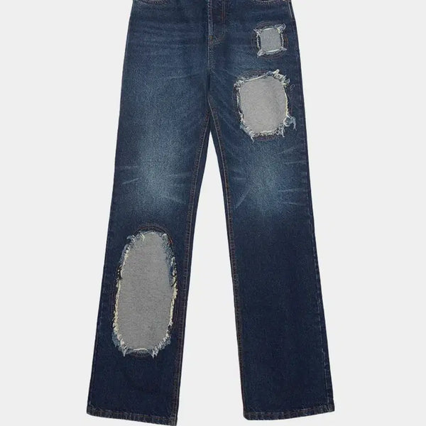 [BUNJANG] Edward Cuming Women's Multi-Circle Window Jean Mid Blue Wash / 에드워드 커밍 진 샵아모멘토