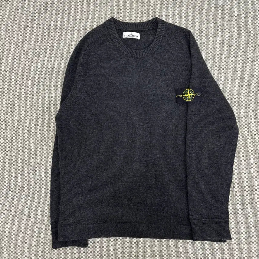 [BUNJANG] Stone Island Patch Wool Knit XXL Charcoal / [XXL]스톤아일랜드 와펜패치 울 니트