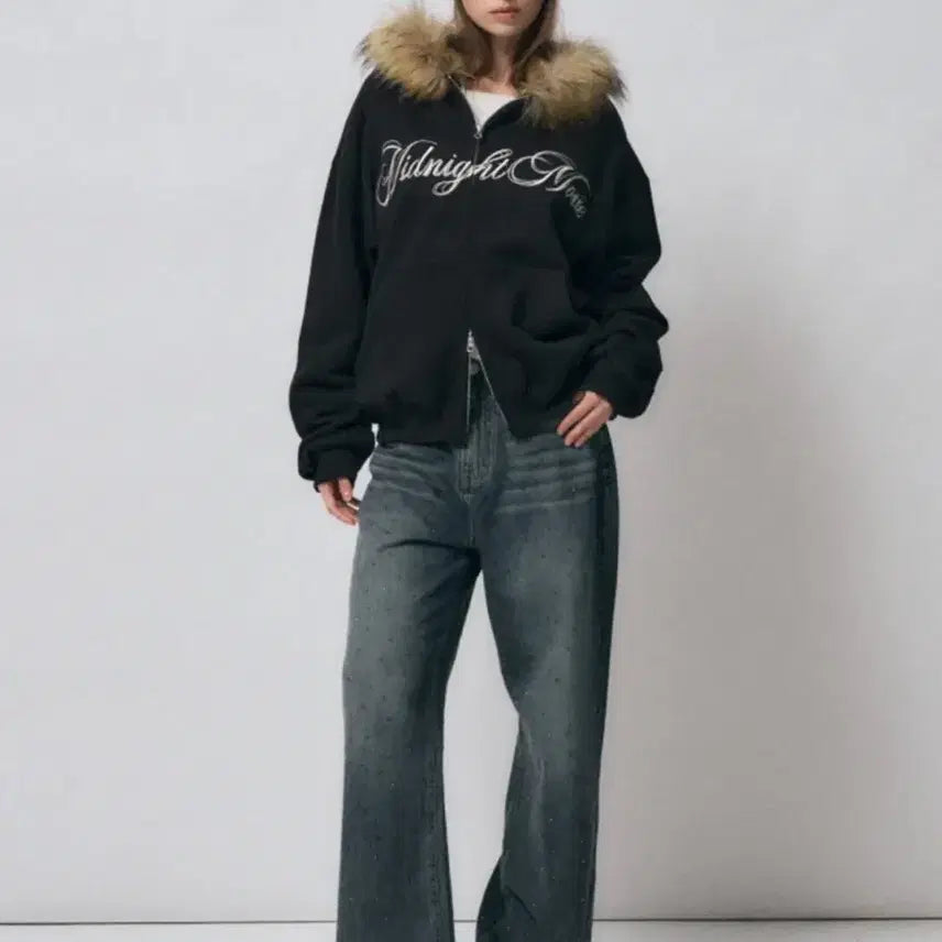 [BUNJANG] Midnight Move Fur Hood Zip-Up / 미드나잇무브 퍼 후드집업 hair hood zip up