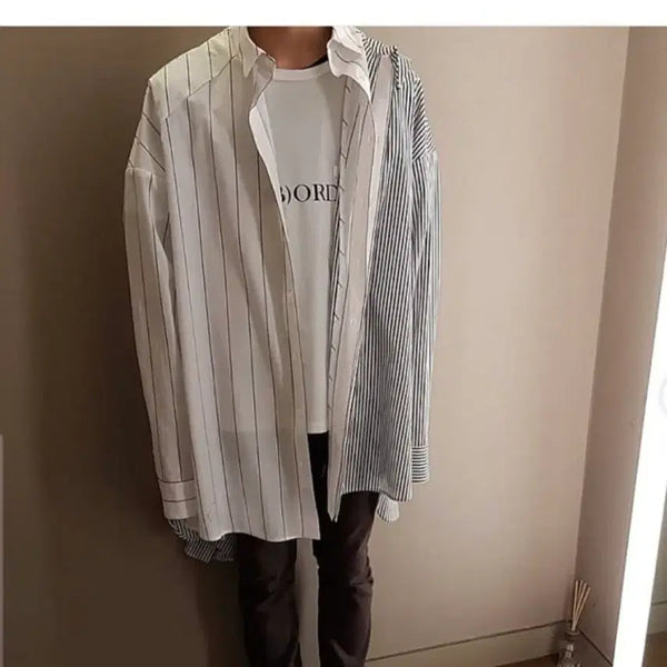 [BUNJANG] Juun.J Double Layered Stripe Shirt / Juun.j 준지 이중  레이어드 스트라이프 셔츠