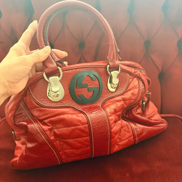 [BUNJANG] Gucci Red Leather Large Shoulder Bag / 구찌 레드 백