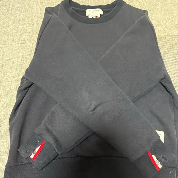 [BUNJANG] Thom Browne Navy Back Tricolor Sweatshirt / 톰브라운 백삼선 맨투맨 네이비