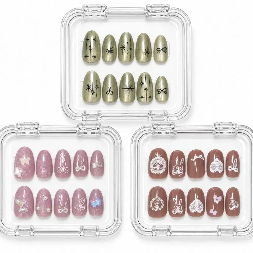 [BUNJANG] Autumn Winter Nail Tips Set (3 Colors) / 가을 겨울용 네일팁 3종 세트 (골드/핑크/브라운)