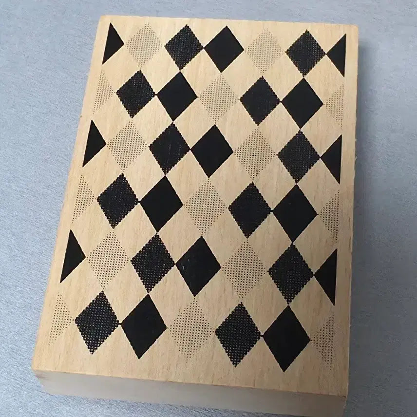 [BUNJANG] Vintage Modern Diamond Check Pattern Wood Stamp / 빈티지 배경 모던 다이아 체크 패턴 우드 스탬프 다이어리 스티커