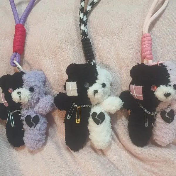 [BUNJANG] Handmade Knit Punk Stitch Bear Keychain / 핸드메이드 뜨개질 펑크 스티치 베어 곰 인형 키링 열쇠고리