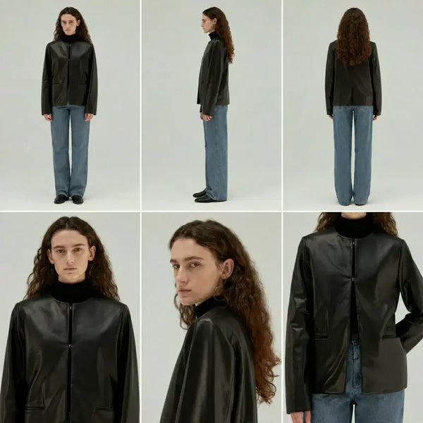 [BUNJANG] Moia 100% Lambskin Leather Jacket / 모이아 레더 자켓