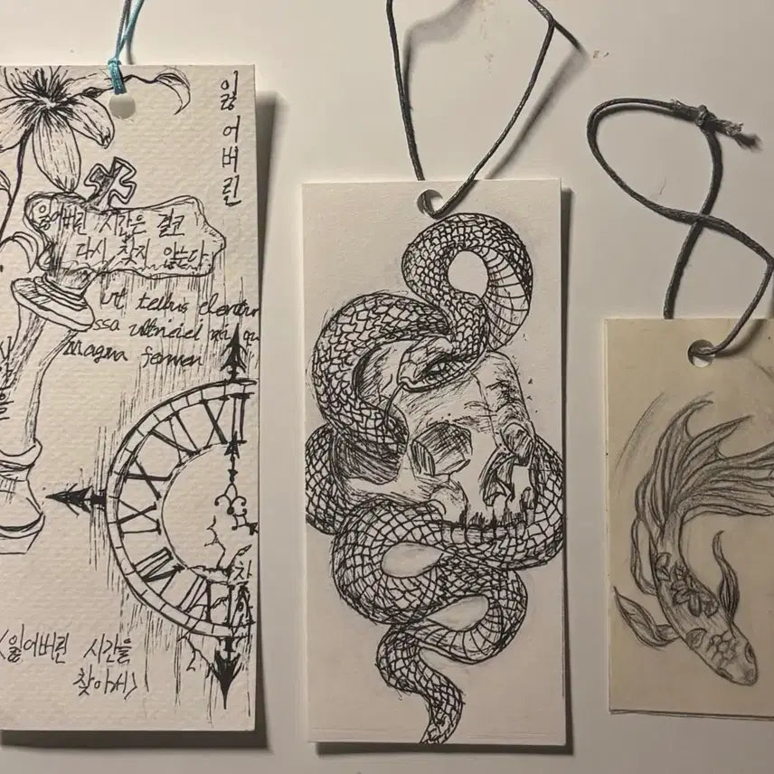 [BUNJANG] Handmade Illustrated Bookmark / 수제 핸드메이드 일러스트 책갈피