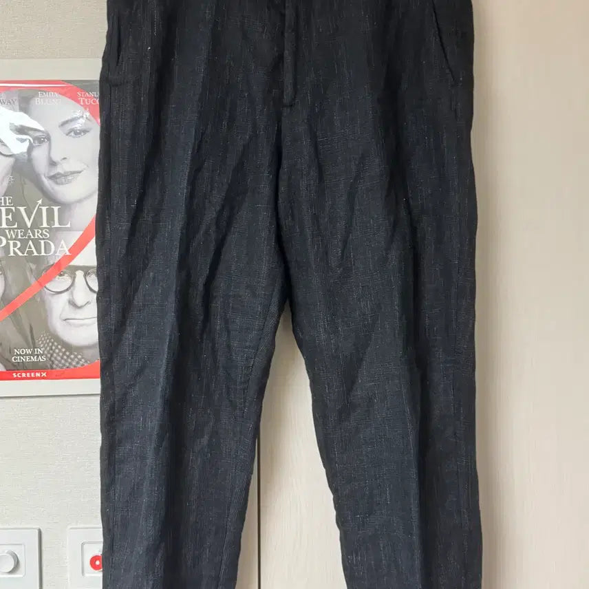 [BUNJANG] Massimo Dutti Textured Linen Stripe Pants Black / [36] 마시모두띠 텍스쳐드 수트 린넨 팬츠 스트라이프 블랙