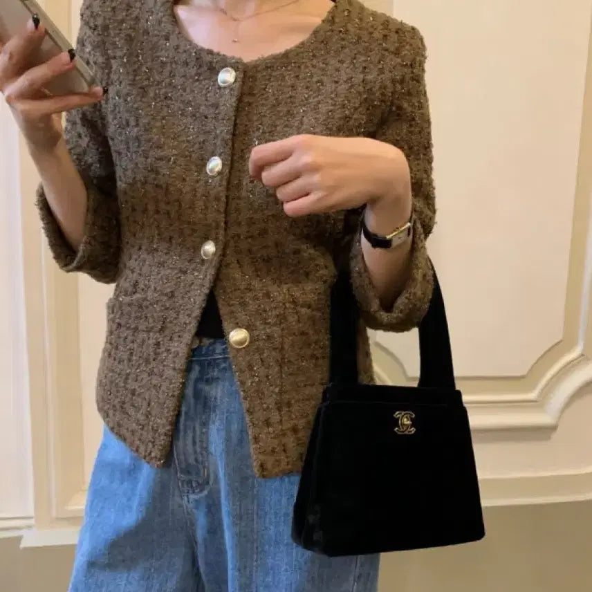 [BUNJANG] Vegetable Tweed Jacket Brown / 베지터블 오브트위드자켓 브라운