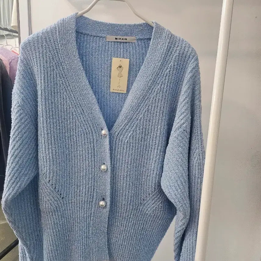 [BUNJANG] Pearl Button Blue Cardigan / 진주단추 블루 가디건