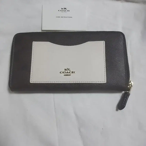 [BUNJANG] Coach Zip Around Wallet Brown White / 코치 지퍼 장지갑 브라운 화이트