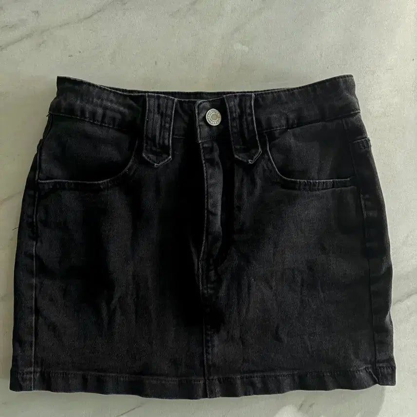 [BUNJANG] Black Denim Mini Skirt / 블랙 데님 미니스커트
