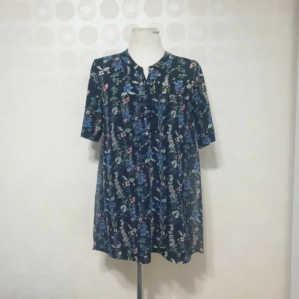 [BUNJANG] Navy Short Sleeve Blouse Top / 네이비 블라우스66 반팔티66 티셔츠66