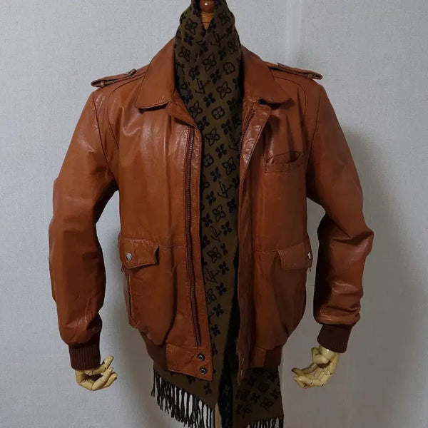 [BUNJANG] Retro Leather Jumper / jpn 복고풍 가죽점퍼 희귀탭 95