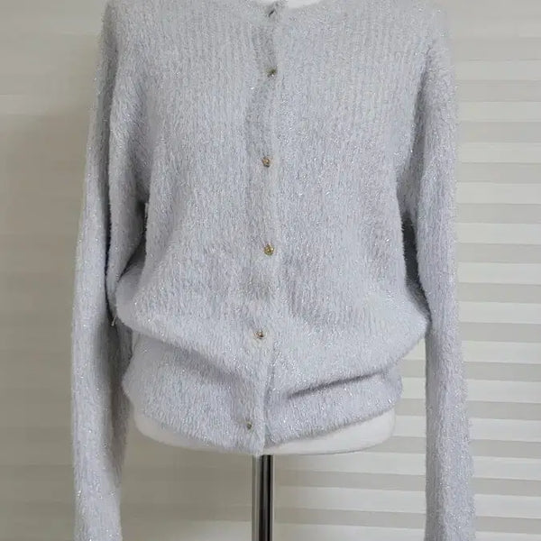 [BUNJANG] Soft Pearl Thread Knit Cardigan / 하늘색은사 니트가디건 니트