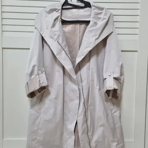 [BUNJANG] LINE by LYNN Rolled Sleeve Long Jacket - Size 2 (Beige) / LINE by LYNN 롤업소매 롱자켓. 85-90-160(사이즈2).연베이지