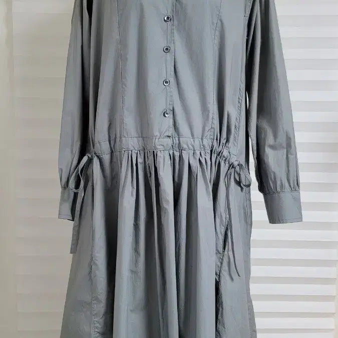[BUNJANG] Shirring Long Dress Light Khaki / 셔링 롱 원피스 연한 카키