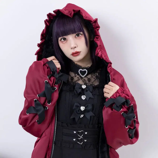 [BUNJANG] Dearmylove Reversible Ribbon Blouson Jacket / 디어마이러브 dearmylove 숏 리버시블 리본 블루종