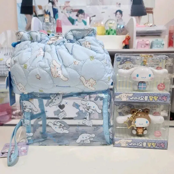 [BUNJANG] Sanrio Cinnamoroll Pouch & Keyring Set (2 items each) / (정품 새상품) 시나모롤 파우치2개 & 키링2개 세트
