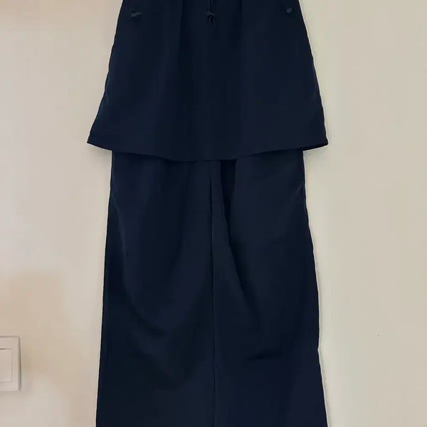 [BUNJANG] Navy String Wide Skirt Pants / (새상품) 네이비 스트링 와이드 치마바지
