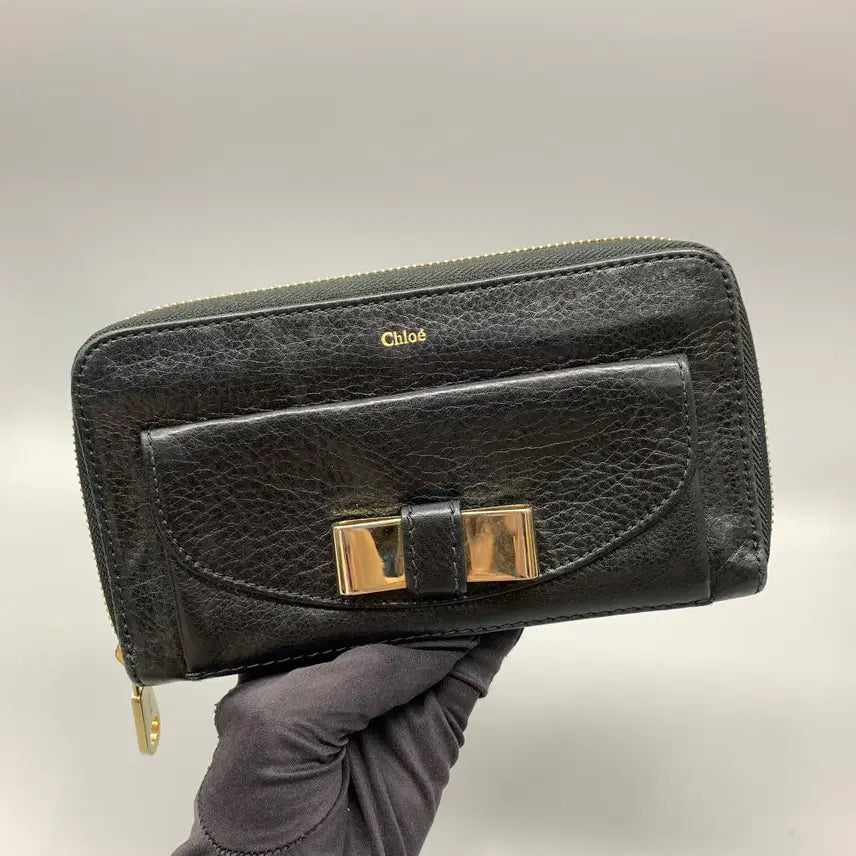 [BUNJANG] Chloé Black Leather Long Wallet / 267004257 끌로에 가죽 장지갑 블랙